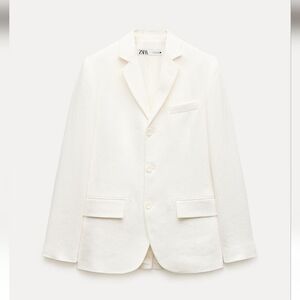 Zara LINEN BLEND FITTED BLAZER ZW COLLECTION